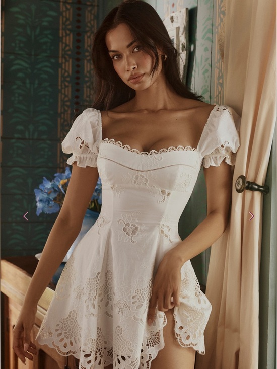 House of CB Dresses & Skirts - House of CB Lavina White Custom Lace + Cotton Broderie Anglaise Mini Dress